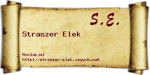 Straszer Elek névjegykártya